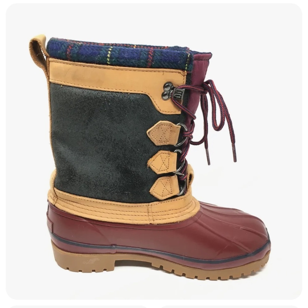 Eddie Bauer Sherpa Lined Flannel Plaid Duck Boots 7